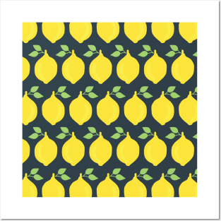 Retro inspired lemons in a row Posters and Art